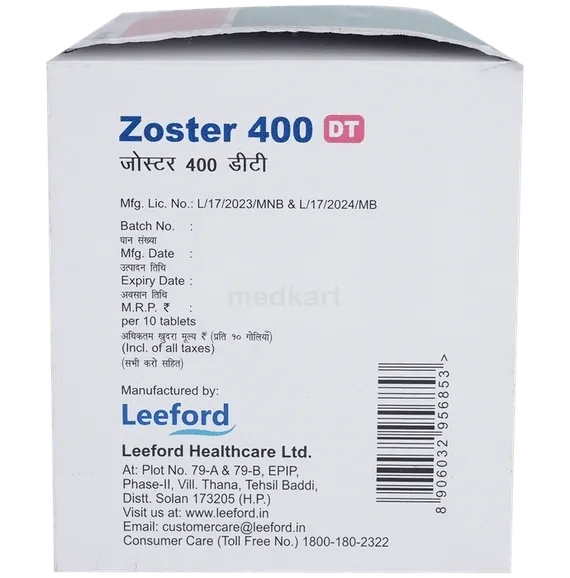 zoster dt 400mg tablet 10's